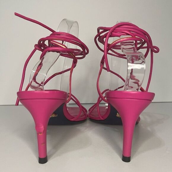 Zara Hot Pink Collection Metall Leather Mid-Heel Shoes Size 41 - Picture 4 of 7